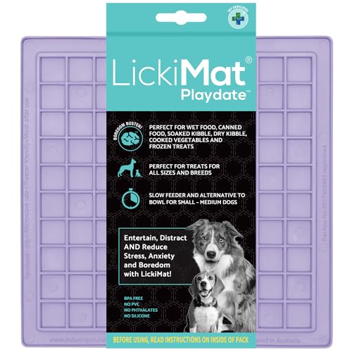LickiMat Klassische Pastellfarben Playdate, Hunde-Futtermatte für Langeweile & Angstlinderung, ideal für Lebensmittel, Joghurt oder Erdnussbutter, Leckmatten, lustige Alternative zu Slow Feeder Bowl, von LICKIMAT