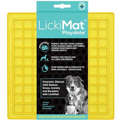 LickiMat Klassische Pastellfarben Playdate, Hunde-Futtermatte für Langeweile & Angstlinderung, ideal für Lebensmittel, Joghurt oder Erdnussbutter, Leckmatten, lustige Alternative zu Slow Feeder Bowl von LICKIMAT