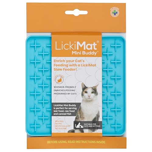 LickiMat Mini Classic Buddy Katzenfuttermatte, langsamer Futternapf für Langeweile & Angstlinderung für Katzen, perfekt für Futter, Leckereien, Joghurt und Erdnussbutter, lustige Alternative zu einem von LICKIMAT
