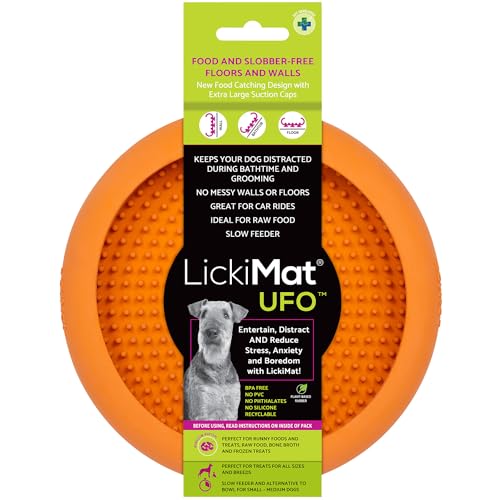 LickiMat UFO – Ablenker für Baden, Duschen und Pflegen, Naturkautschuk, große Noppen, weiche und flüssige Leckereien, einzigartiges Design für Futter und Dribbling, Futternapf von LICKIMAT