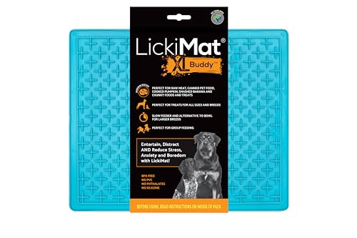 LickiMat X Large Breed Buddy Dog Lick Mat, Dog Calmer, Slow Feeder, Anxiety Reliever Alternative zu Puzzle Toys, Slow Feeding Bowls Use Peanut Butter, Wet Food, Raw Food, Mixed Food, Healthy Treats von LICKIMAT