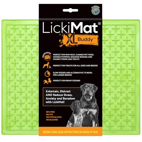 LickiMat X Large Buddy Futtermatte für Hunde zur Linderung von Langeweile und Angstzuständen, ideal für Futter, Leckereien, Joghurt oder Erdnussbutter, lustige Alternative zu einem Slow Feeder von LICKIMAT