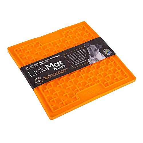 LICKIMAT SCHL Corner Buddy Hundematte 20 x 20cm, Orange, Silikon, Maschinenwäsche geeignet, für Hund, Katze, Meerschweinchen, PET_PLACEMAT, Haustiermatte, Placemat von LICKIMAT