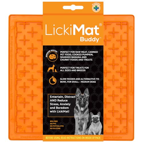 Lickimat Buddy Orange, Schleckmatte Leckmatte für Hunde und Katzen von LICKIMAT