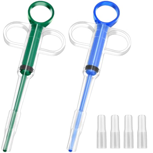 LICQIC Haustier-Pillenauswerfer, Pillenwerfer, Haustier-Pillendosierer für Katzen und Hunde, Kleintiere, medizinische Fütterung (2 Stück, grün + blau) von LICQIC