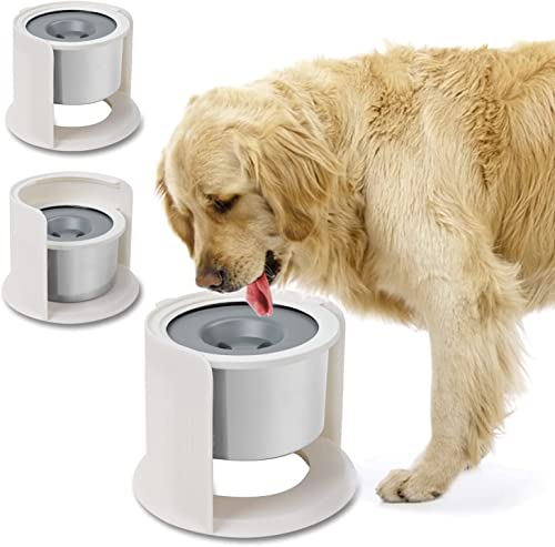 LIDLOK Hunde-Wassernapf mit erhöhtem Hundenapf, 4,4 l, langsamer Wasser-Futternapf, kein Verschütten, Wassernapf für Hunde, 3,8 l, Edelstahl, verstellbar, erhöhter Ständer, schwimmende Scheibe von LIDLOK