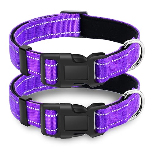 LIEVUIKEN 2 Stück Reflektierendes Hundehalsband mit Sicherheitsverriegelungsschnalle, verstellbar, weich, atmungsaktiv, bequem, Nylon, Haustierhalsband für kleine, mittelgroße und große Hunde, 5 von LIEVUIKEN