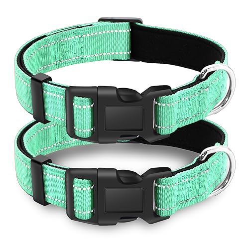 LIEVUIKEN 2 Stück Reflektierendes Hundehalsband mit Sicherheitsverriegelungsschnalle, verstellbar, weich, atmungsaktiv, bequem, Nylon, Haustierhalsband für kleine, mittelgroße und große Hunde, 5 von LIEVUIKEN