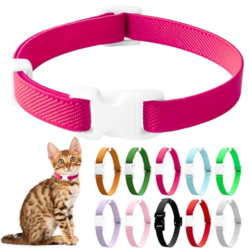 LIEVUIKEN Elastisches Katzenhalsband, Stretch-Katzenhalsband, Schnellverschluss, leuchtende Farben, Sicherheits-Kätzchenhalsband, verstellbares Halsband für Kätzchen, leicht, weiches Polyester, für von LIEVUIKEN