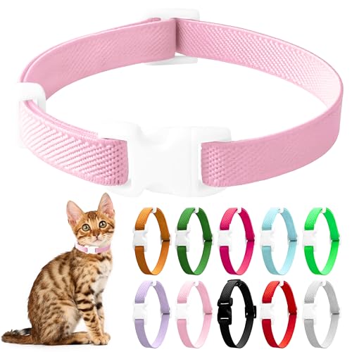 LIEVUIKEN Elastisches Katzenhalsband, Stretch-Katzenhalsband, Schnellverschluss, leuchtende Farben, Sicherheits-Kätzchenhalsband, verstellbares Halsband für Kätzchen, leicht, weiches Polyester, für von LIEVUIKEN
