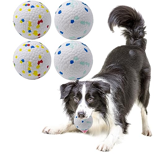 LIEVUIKEN Hundebälle, Spielzeug für aggressive Kauer, unzerstörbar, langlebig, federnd, schwimmende Bälle für Hunde zum Apportieren, langlebiger Vollgummi-Ball für Training von Hunden (4 Stück) von LIEVUIKEN