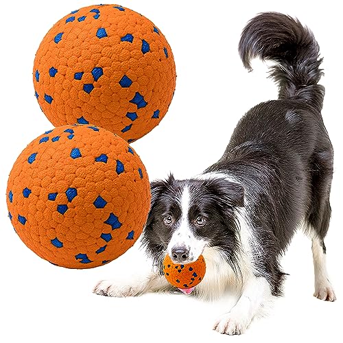 LIEVUIKEN Hundebälle, Spielzeug für aggressive Kauer, unzerstörbare, langlebige Hüpfbälle für Hunde zum Apportieren, langlebiger Vollgummi-Ball für das Training des Hundes (2 Stück) von LIEVUIKEN