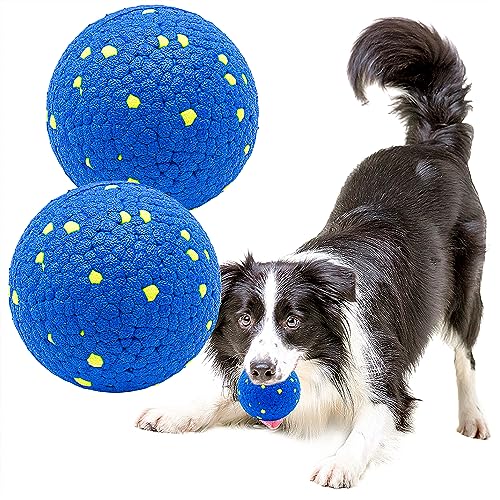 LIEVUIKEN Hundebälle, Spielzeug für aggressive Kauer, unzerstörbare, langlebige Hüpfbälle für Hunde zum Apportieren, langlebiger Vollgummi-Ball für das Training des Hundes (2 Stück) von LIEVUIKEN