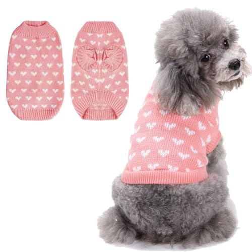 LIEVUIKEN Hundepullover, gestricktes Herzmuster, Welpenpullover für kleine, mittelgroße und große Hunde, Herbst/Winter, hohe Elastizität, bequeme Haustierkleidung, Weihnachten, Urlaub, Neujahr von LIEVUIKEN