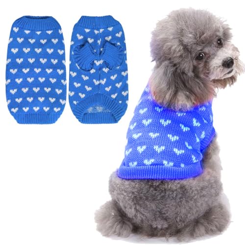 LIEVUIKEN Hundepullover, gestricktes Herzmuster, Welpenpullover für kleine, mittelgroße und große Hunde, Herbst/Winter, hohe Elastizität, bequeme Haustierkleidung, Weihnachten, Urlaub, Neujahr von LIEVUIKEN