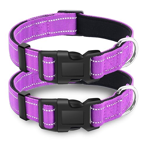 LIEVUIKEN Reflektierendes Hundehalsband mit Sicherheitsschnalle, verstellbar, weich, atmungsaktiv, bequem, Nylon, Haustierhalsband für kleine, mittelgroße und große Hunde, rosert, klein, 2 Stück von LIEVUIKEN