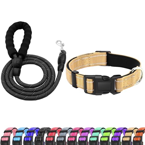 LIEVUIKEN Reflektierendes Hundehalsband mit Sicherheitsverschluss, verstellbar, weich, atmungsaktiv, bequem, Nylon, Haustierhalsband für kleine,30.5 cm, Braun) von LIEVUIKEN