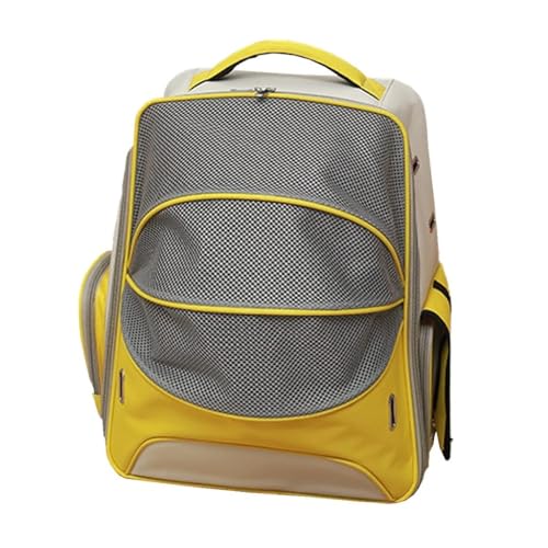 Deluxe-Rucksack for kleine Katzen und Hunde mit Sicherheitsfunktionen und gepolsterter Rückenstütze for Reisen und den Einsatz im Freien(Geel) von LIEWEI Boutique Shop UK