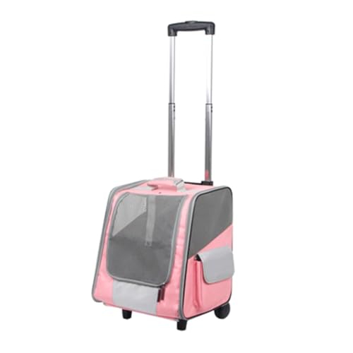 Rollrucksack for Haustiere, Reisetasche for kleine Hunde und Katzen unter 7,2 kg, mit Netzeinsätzen und Teleskopgriff(Rose) von LIEWEI Boutique Shop UK
