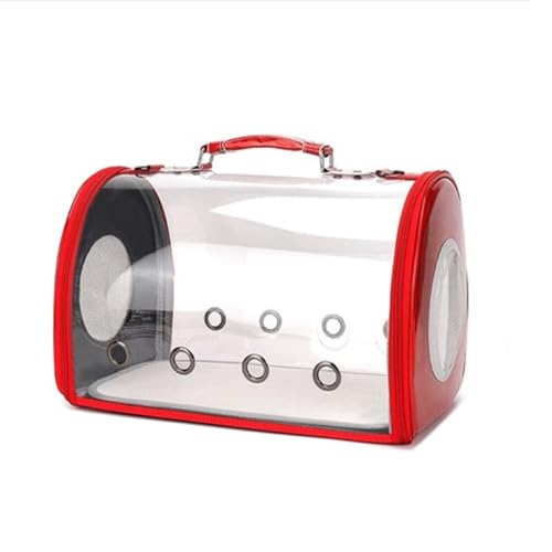 Transparenter Katzen-Rucksackträger, seitlich zu öffnende Haustiertasche mit Reißverschlüssen und Schultergurten for kleine bis große Haustiere(Rosso) von LIEWEI Boutique Shop UK