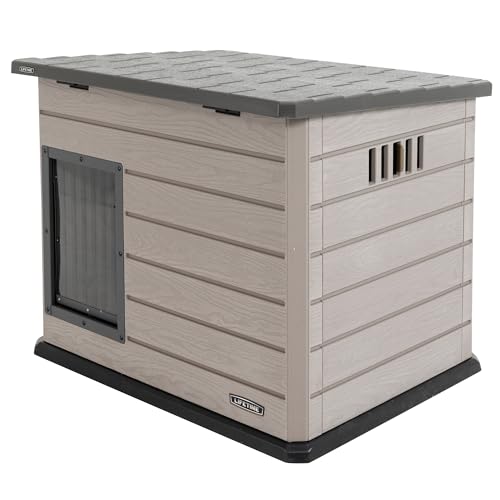 Lifetime - Outdoor-Hundezwinger, 120x97x97-90 cm, Tragbares Hundehaus, Mit erhöhtem Boden, Herausnehmbarer Innenteiler, UV-Schutz, Faltdach, Rechteckiges Gartenhaus (92314) von LIFETIME