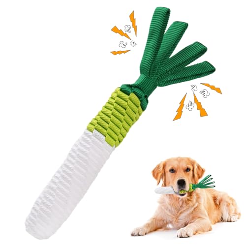 LIFLIX Hundespielzeug Seil, Zerrspielzeug für Hund, Karotte Hundespielzeug mit Knitterpapier Anhängern, Rettich von LIFLIX