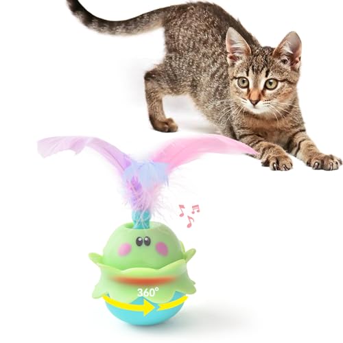 LIFLIX Interaktive Automatische Katzenspielzeug, Wiederaufladbares Elektronisches Zwitscher-Spielzeug für Katzen mit Rotationsfunktion und LED-Beleuchtung, Blau von LIFLIX