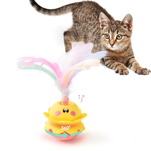 LIFLIX Interaktive Automatische Katzenspielzeug, Wiederaufladbares Elektronisches Zwitscher-Spielzeug für Katzen mit Rotationsfunktion und LED-Beleuchtung, Rosa von LIFLIX