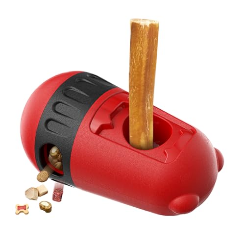 LIFLIX 2 in 1 Hundespielzeug Intelligenz, Bully Stick Halter & Leckerli Spender Spielzeug, Verstellbarer Futterspielzeug für Kleine, Mittlere und Große Hunde gegen Verschlucken, Rot von LIFLIX