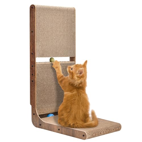 LIFLIX Kratzpappe für Katzen, 69 cm L-förmige Kratzbrett, Katzenkratzbrett Mit Ballspielzeug, Kratzmöbel Aus Hochwertiger Karton LIFLIX Kratzpappe für Katzen, 69 cm L-förmige Kratzbrett, Katzenkratzbrett Mit Ballspielzeug, Kratzmöbel Aus Hochwertiger Karton von LIFLIX