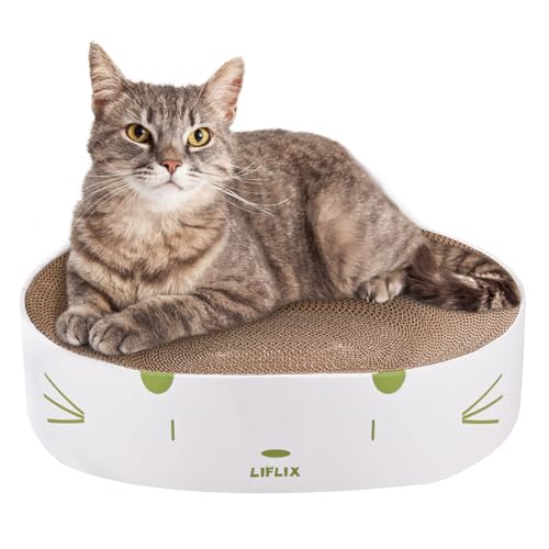 LIFLIX Kratzpappe für Katzen, Kratzbrett Rund Katze, Ovales Katzenbett aus Wellpappe für Schlafen Spielen Kratzen, 43 x 33 x 10cm von LIFLIX