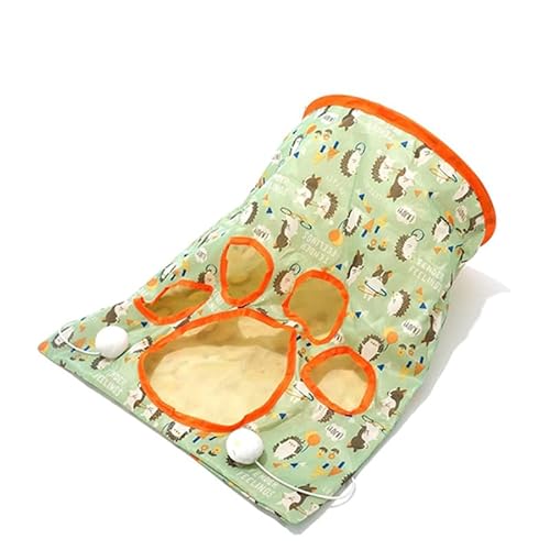 LIFTATAPA Katzentunneltasche für Indoor-Katzen, faltbarer Haustier-Tunnelsack mit einer kleinen Maus und 3 Spielzeugbällen, tragbares Crinkle-Papier, interaktives Versteckspielzeug (grün) von LIFTATAPA