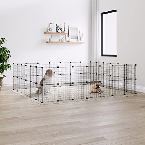 Animals & Pet Supplies Haustierkäfig mit 52 Paneelen mit Tür, Schwarz, 35 x 35 cm von LIFTRR
