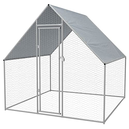 Animals & Pet Supplies Hühnerkäfig für den Außenbereich, verzinkter Stahl, 2 x 2 x 1,92 m von LIFTRR
