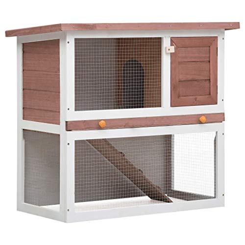 Animals & Pet Supplies – Kaninchenstall für den Außenbereich, 1 Tür, braunes Holz-Haustierzubehör von LIFTRR