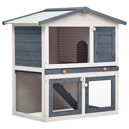 Animals & Pet Supplies – Kaninchenstall für den Außenbereich, 3 Türen, Grau von LIFTRR
