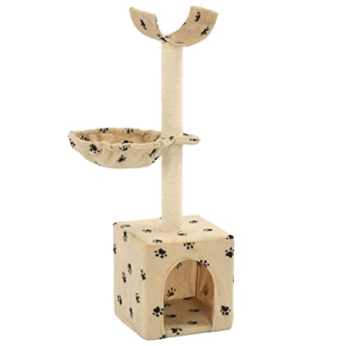 Animals & Pet Supplies – Katzenbaum mit Sisal-Kratzstämmen, 105 cm, Pfotenabdrücke, beige von LIFTRR