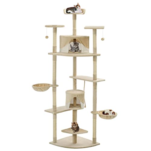 Animals & Pet Supplies Katzenbaum mit Sisal-Kratzstämmen, 203 cm, Beige und Weiß von LIFTRR
