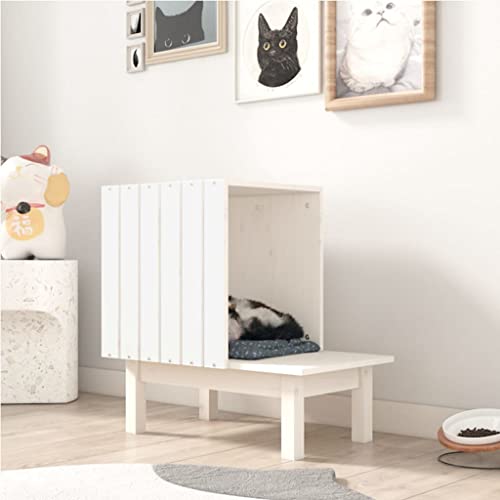 Animals & Pet Supplies mit Katzenhaus, Kiefernholz, 60 x 36 x 60 cm, Weiß von LIFTRR