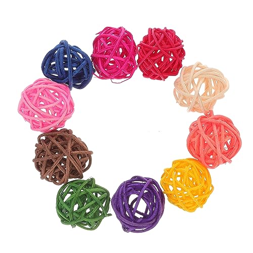 LIGHTAOTAO 10 Stück Teiliges Papagei Kauspielzeug aus Natürlichem Rattan Bunte Bälle Langlebig und Sicher für Wellensittiche Nymphensittiche und Ähnliche Kleine Vögel Fördert Zufällige Farbe von LIGHTAOTAO