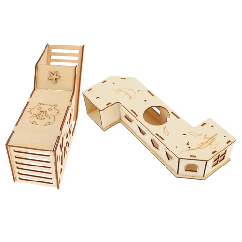 LIGHTAOTAO 2 Stück Hamster Holzspielzeug Natürliches Material Sicherer Hamster Tunnel Versteck Labyrinth für Kleine Kleintiere Ratten zur Stressreduzierung und Gesundem Wachstum von LIGHTAOTAO