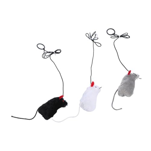 LIGHTAOTAO 3stücke Mäuseförmige Geräusch Machende Katzenspielzeuge Mit Zugring Interaktives Spielzeug Für Gesunde Und Katzen Zufällige Farben von LIGHTAOTAO