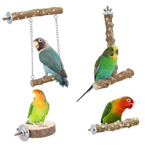 LIGHTAOTAO 4 Stück Holz Vogel Sitzstangen für Käfige Teilig Standfläche für Wellensittiche und Nymphensittiche Bequeme und Natürliche Vogelaccessoires für Käfige von LIGHTAOTAO