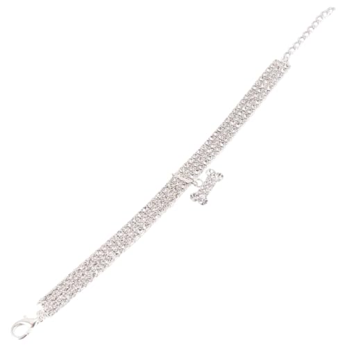 LIGHTAOTAO Crystal Hundehalsband mit Strasssteinen Verstellbares Kettenhalsband für Kleine Hunde Glänzendes Weißes Hundekollier Bequem und Robust für und Outdoor Aktivitäten von LIGHTAOTAO