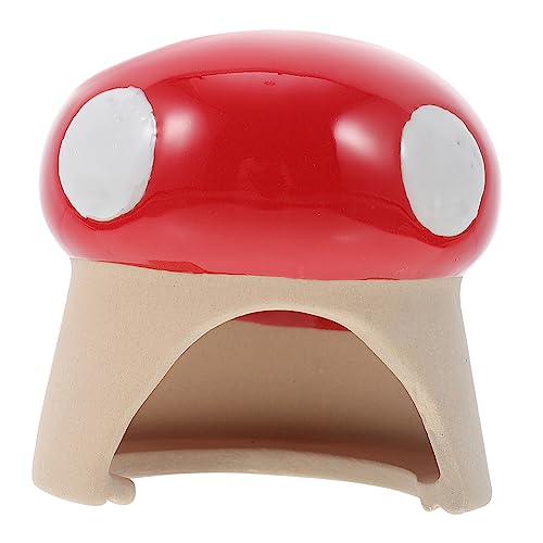 LIGHTAOTAO Keramik Hamsterhaus Rot Pilz Versteck Nest Leicht Tragbar Langlebig Kleintier Hideout Geeignet für Zwerghamster und Kleine Nager von LIGHTAOTAO