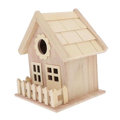 LIGHTAOTAO Kreatives Holz Vogelhaus mit Doppeltem Fenstern Breitem Eingang Atmungsaktivem Nistplatz DIY Bemalbar Langlebiges Holz Vogelhäuschen für Kleine Gartenvögel Zubehör für Vogelzucht von LIGHTAOTAO