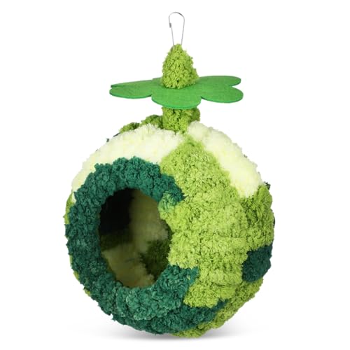 LIGHTAOTAO Papageiennest Papagei winterbett Winterschutz für Vögel Vogelbett Papagei gemütliche Hütte warmes Vogelnesthaus Vogelnest für Käfigpapagei Seilenhaus Innennetz aus Kunststoff Grün von LIGHTAOTAO