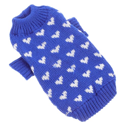 LIGHTAOTAO Strick Hundepullover mit Herzmuster Weicher Hautfreundlicher Winterpullover für Kleine und Mittelgroße Hunde Dekorativer Hundepullover für Kalte Tage Xs Blau von LIGHTAOTAO
