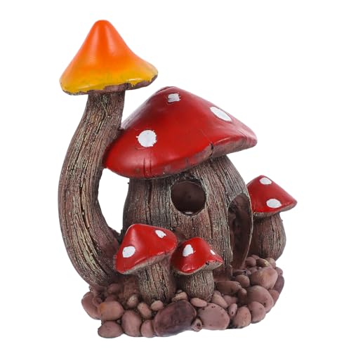 LIGIGWASH Mushroom Fish Hiding House für Aquarien Wasserdichtes Ungiftiges für Fische und Garnelen Farbenfrohe Aquarienlandschaft aus Hochwertigem Harz von LIGIGWASH
