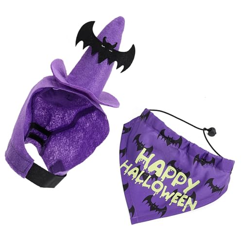 Haustier-Hexenhut mit Dreieckstuch aus Polyester, Halloween-Thema, Kostüm-Zubehör, Halstücher für Hunde, Festivals, Veranstaltungen, Hunde-Party, Hut, Schal, Set Haustier-Hexenhut mit Dreieckstuch aus Polyester, Halloween-Thema, Kostüm-Zubehör, Halstücher für Hunde, Festivals, Veranstaltungen, Hunde-Party, Hut, Schal, Set von LIGSLN